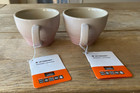 Le Creuset Stoneware Set Of 2 Giant Cappuccino Bistro Mug 14 Oz Shell Pink New