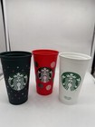 Starbucks Holiday Reusable Cups Set Of 3     16oz Limited Edition Tumblers W  Lids