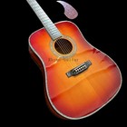 Abalone Flower Cherry Sunburst D45 Acoustic Guitar Spruce Top Quilted Maple Back