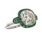 3 25ct Lab Created Diamond   Emerald Art Deco Style Wedding 14k White Gold Ring