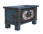 Wooden Distressed Blue Indian Trunk   Coffee Table Box  Storage Box  Dowry