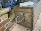 Old Antique Pine Chest  Vintage Wooden Storage Trunk  Blanket Box  Coffee Table 