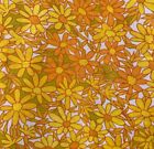 Vintage Penneys Percale Queen Flat Sheet Flower Power Orange Yellow Groovy 70s