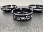 Lot Of  3  Black Glass Ashtrays  Flamingo Hilton   Tower Golden Gate Las Vegas