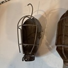  4  Vtg Antique Industrial Steampunk Factory Work Lamp Drop Light Wire Cages