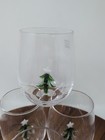 Set Of 4 Hand Blown Holiday Home Stemless Wine Glass With Tree Icon