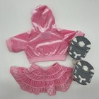 Build A Bear Pink Heart Bead Velour Track Suit Hoodie Skirt Shoes Teddy Set Read