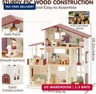 Wooden Dollhouse For Girls  Doll House With 5 Rooms Diy Play   Pret
