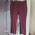 Nwt Express Career Mid Rise Barely Boot Maroon Striped Columnist Dress Pant 18r