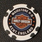 Maidstone Hd   England  white black Wide Print  International Harley Poker Chip