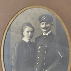 Antique Framed Photo Of Ww1 German Soldier   Wife War Photograph Sword