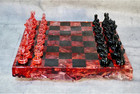 Red Black Resin Chess Set Handmade Epoxy Board Translucent Pieces Decor Gift