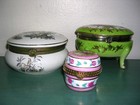 Hinged Porcelain Boxes- Vintage  Lot Of 3