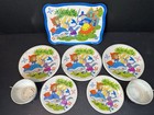 Vintage Ohio Art Little Red Riding Hood   Wolf Tin Child s Plate Tea Set 