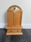 Vintage Wood Vanity  Triple Mirror Dresser Table Top Drawer Storage