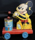 Vintage Mickey Mouse Drummer Pull Toy Walt Disney Productions Working  1343 Sh-2