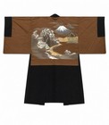 Vintage Japanese Haori Kimono Jacket     Mt  Fuji Landscape Scene