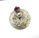 Antique Hatpin Large Silverplate Thistle Amethyst Glass