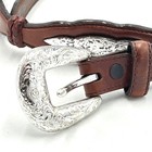 Vintage Tony Lama Scalloped Leather Conch Belt In Brown