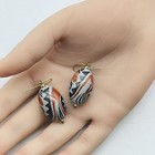 Vintage African Trade Bead Pierced Earrings Ceramic