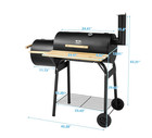 Bbq Charcoal Grill  44 1 Inch Long Portable Barbecue With Wheels And Thermometer