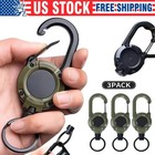 3 Pack Heavy Duty Retractable Keychain Carabiner Car Key Chain With Badge Holder