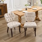 Set Of 2 Dining Chair Velvet Upholstered Chair Kitchen Dining Chair W  Wood Legs
