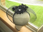 Beautiful Black Fascinator W flowers  Rhinestones  Adjustable Headband