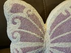 Lovely Glass Beaded Butterfly Pillow Lavender   White Beads Mint Condition  
