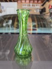 Transparent Lime Green Colored Twisted Glass Vase H   6 Inch In Vintage Style