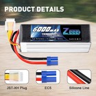 Zeee 6s Lipo Battery 22 2v 100c 6000mah Ec5 For Rc Car Truck Airplane Helicopter