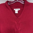 Winter Silks Sweater Women   s L Red Cotton Silk Blend V-neck Pullover