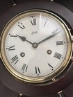 Vintage Schatz Royal Mariner Ships Wheel Clock 8 Day Ship s Bell - Works W key