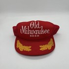 Vintage Old Milwaukee Beer Mesh Trucker Hat Foam Red Snapback Embroidered Leaf