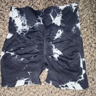 Women s Tie Dye Black White Athletic Shorts Stretch Elastic Waist M