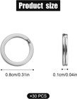30pcs Split Rings  8mm Stainless Steel Small Key Chain Mini Keychain Rings Split