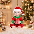 Personalized Baby Photo Christmas Ornament  Custom Face Santa Reindeer Ornament