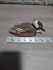 Vintage 6 75  Carved Wood Miniature Hooded Merganser Duck Decoy Signed Folk Art
