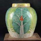 Chinese Qing Famille Rose Porcelain Cabbage Pattern Tea Caddy 9 8 Inch          