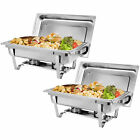 Used 2 Packs 8 Quart Stainless Steel Rectangular Chafer Chafing Dish Buffet