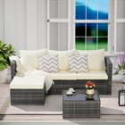 2 Pieces Patio Furniture Set  Woven Sectional L-shaped  Wicker Conversation Set