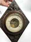 Old Antique Victorian Era Aneroid Wall Barometer Set In Ornately Carved Wood