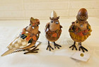 New Mackenzie Childs Set Of 3 Autumnology Birds   Cute All Decked Out For Fall