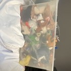 Ty Beanie Babies Mixed Animals Plush Lot W  Heart Tags In Plastic Storage Bin