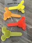 Disney Parks citrus Mickey Mouse Icon Plastic Chip Bag Clips set Of 4