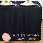 Black 6  Ft Fitted Table Cover Polyester Tablecloth Trade Show Booth Dj