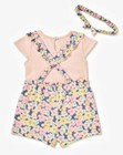 New Baby Girls 3pc Peach Floral Outfit Size 0-3mos