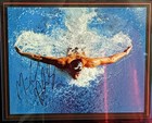 F56 Framed Autographed Michael Phelps Photo W Flag  Millionaire Gallery Coa