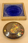 Japanese Edo Wood Lacquer Kogo W  Shibayama Inlay   Gold Nashiji 