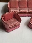 Vintage Lundby Dollhouse Miniature Pink Velvet Sofa Couch Chairs Lounge Set  